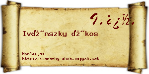 Ivánszky Ákos névjegykártya